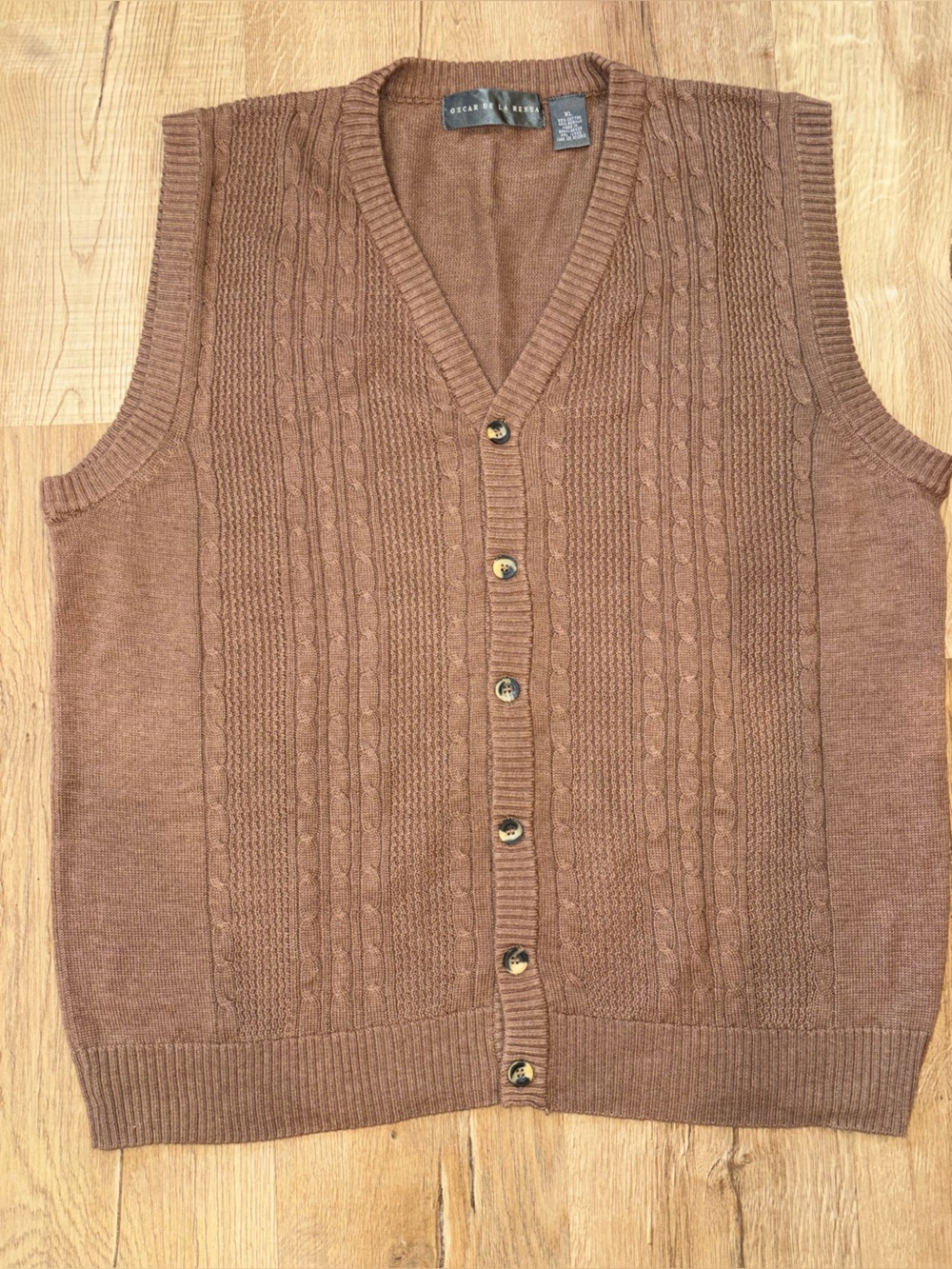 Oscar de la Renta Brown Knit Sweater Vest